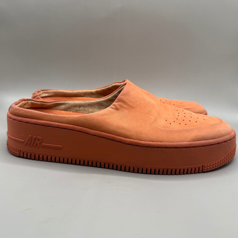 Nike Air Force 1 Lover XX Clog Womens 10 Platform Suede Mules Orange‎ AO1523-800